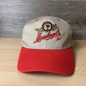 Vintage Leinenkugels Beer Hat Cap Snap Back One Size Tan Red Embroidered